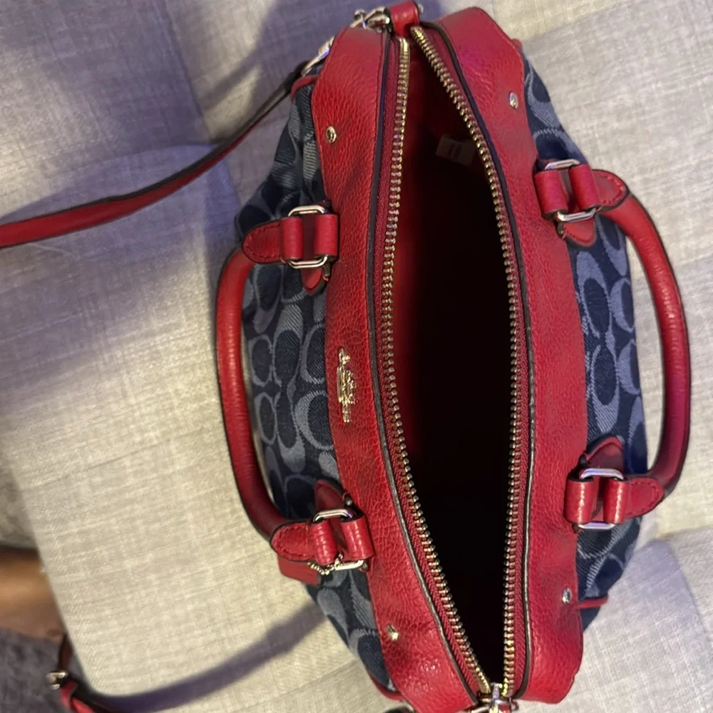 Coach Blue and Red Signature Satchel - Picture 4 of 5